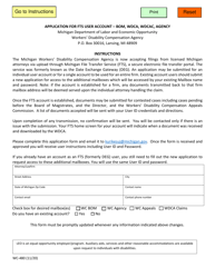 Form WC-480 Application for Fts User Account - Bom, Wdca, Wdcac, Agency - Michigan