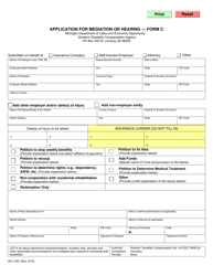 Form C (WC-104C) Application for Mediation or Hearing - Michigan