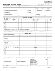 Document preview: Form OHLMIOSHA91SA Air/Material Sampling Report - Michigan