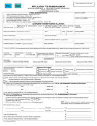 Form FA112 Application for Reimbursement - Michigan