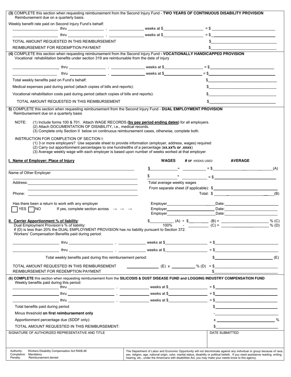 Form FA112 Application for Reimbursement - Michigan, Page 2