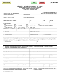 Form WC-400 Insurer's Notice of Issuance of Policy - Michigan