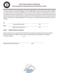 Document preview: State Employee Adoption Benefit Notification Letter - Kentucky