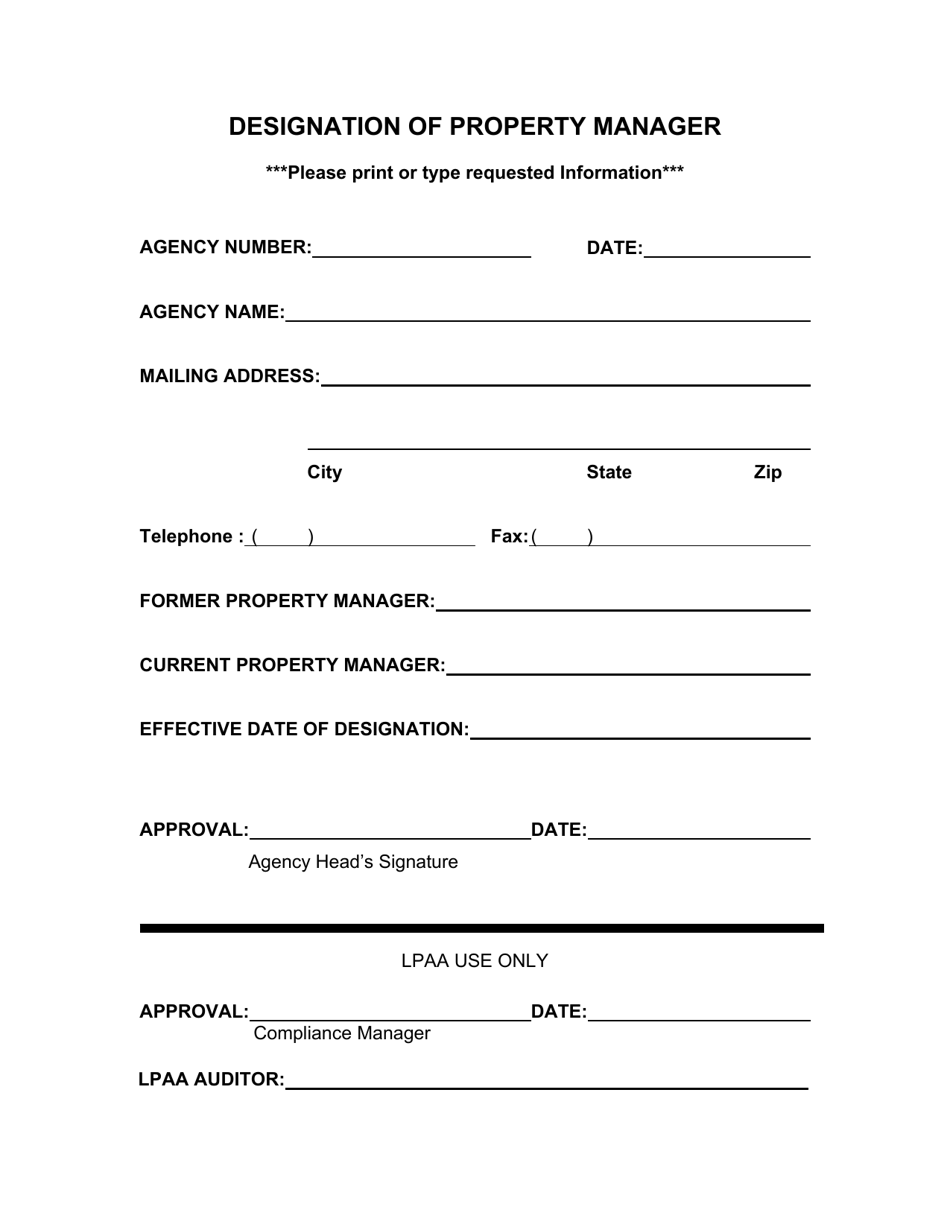 Designation of Property Manager - Louisiana, Page 1