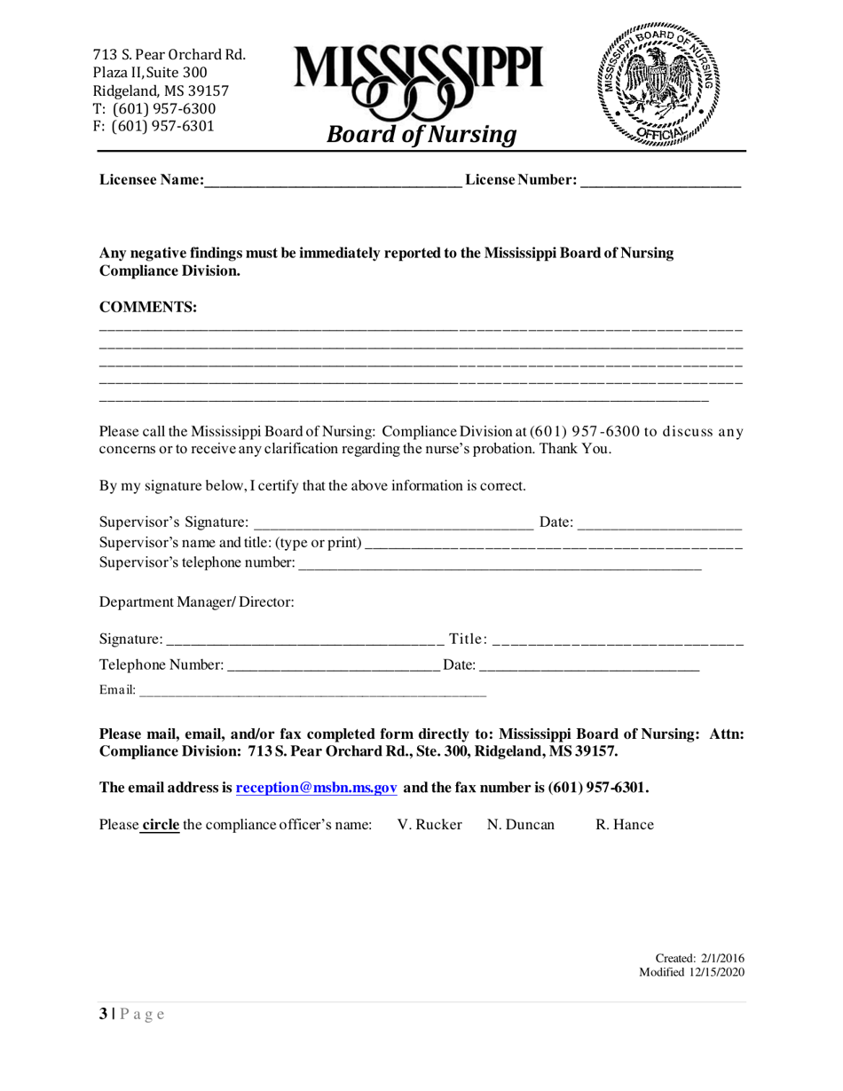 Employer Report of Supervised Practice - Mississippi, Page 3