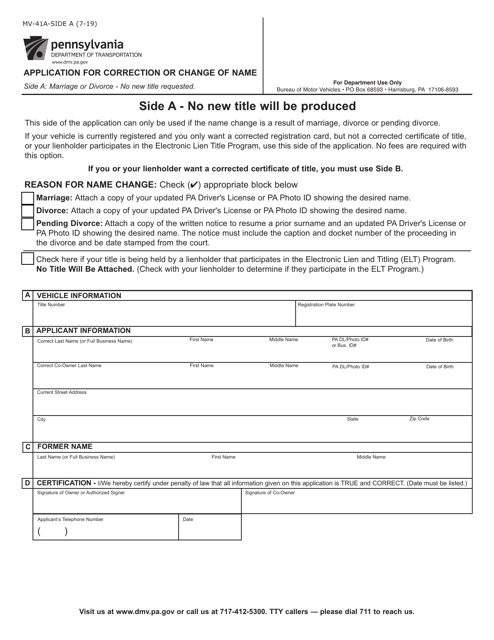 Form MV-41A  Printable Pdf