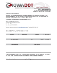 Document preview: Form 430012 Change of Mailing Address Notice - Iowa