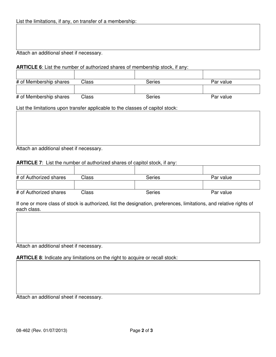 Form 08-462 Articles of Incorporation - Domestic Cooperative Corporation - Alaska, Page 4
