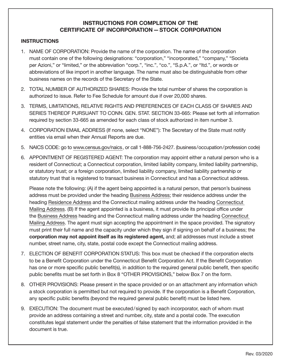Certificate of Incorporation - Stock Corporation - Connecticut, Page 4