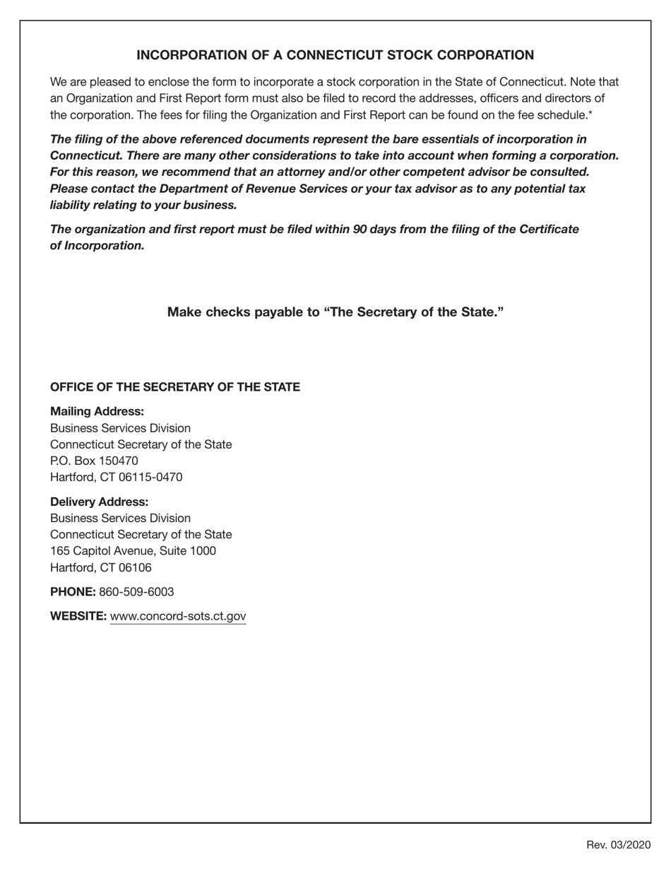 Certificate of Incorporation - Stock Corporation - Connecticut, Page 5