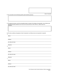 Form 0010 Articles of Incorporation Benefit Corporation Professional Corporation - Statutory Close Corporation - South Carolina, Page 3