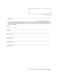 Form 0010 Articles of Incorporation Benefit Corporation Professional Corporation - Statutory Close Corporation - South Carolina, Page 4