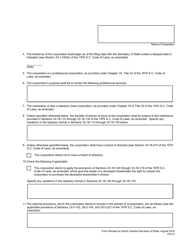 Form 0137 Articles of Incorporation Professional Corporation - Statutory Close Corporation - South Carolina, Page 2