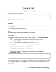 Form 0001 Articles of Incorporation - South Carolina
