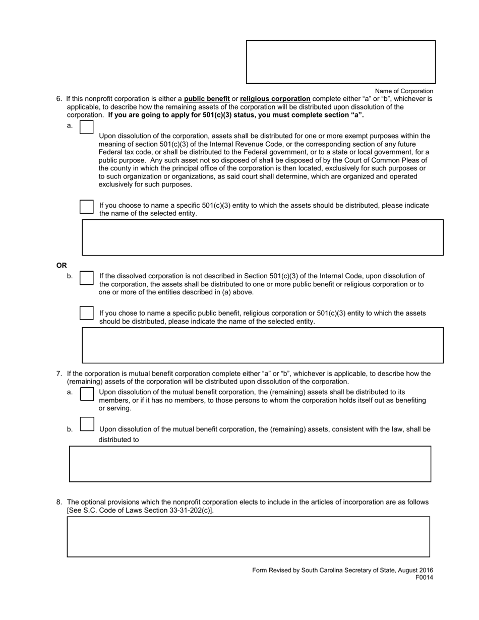 Form 0014 Download Printable PDF or Fill Online Articles of ...