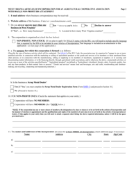 Form CAD-1NP West Virginia Articles of Incorporation for an Agricultural Cooperative Association With 501(C)(3) Non-profit IRS Attachment - West Virginia, Page 2