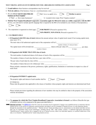 Form SBD-1 &quot;West Virginia Articles of Incorporation for a Broadband Cooperative Association&quot; - West Virginia, Page 2