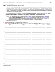 Form SBD-1 &quot;West Virginia Articles of Incorporation for a Broadband Cooperative Association&quot; - West Virginia, Page 3