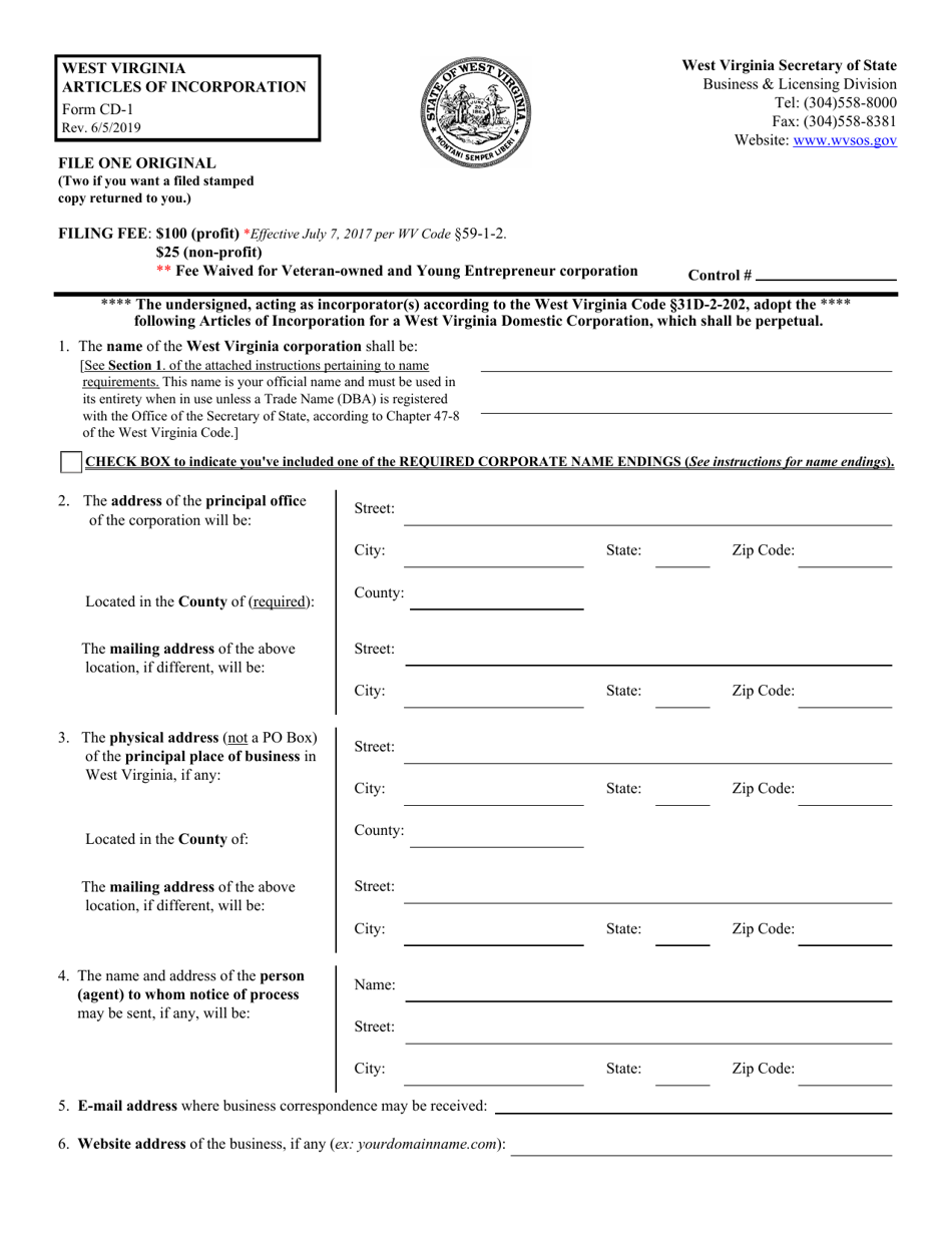 Form CD-1 - Fill Out, Sign Online and Download Fillable PDF, West ...