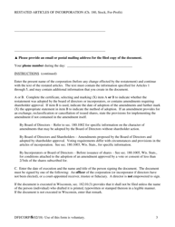 Form DFI/CORP/8 &quot;Restated Articles of Incorporation Stock for-Profit Corporation&quot; - Wisconsin, Page 3