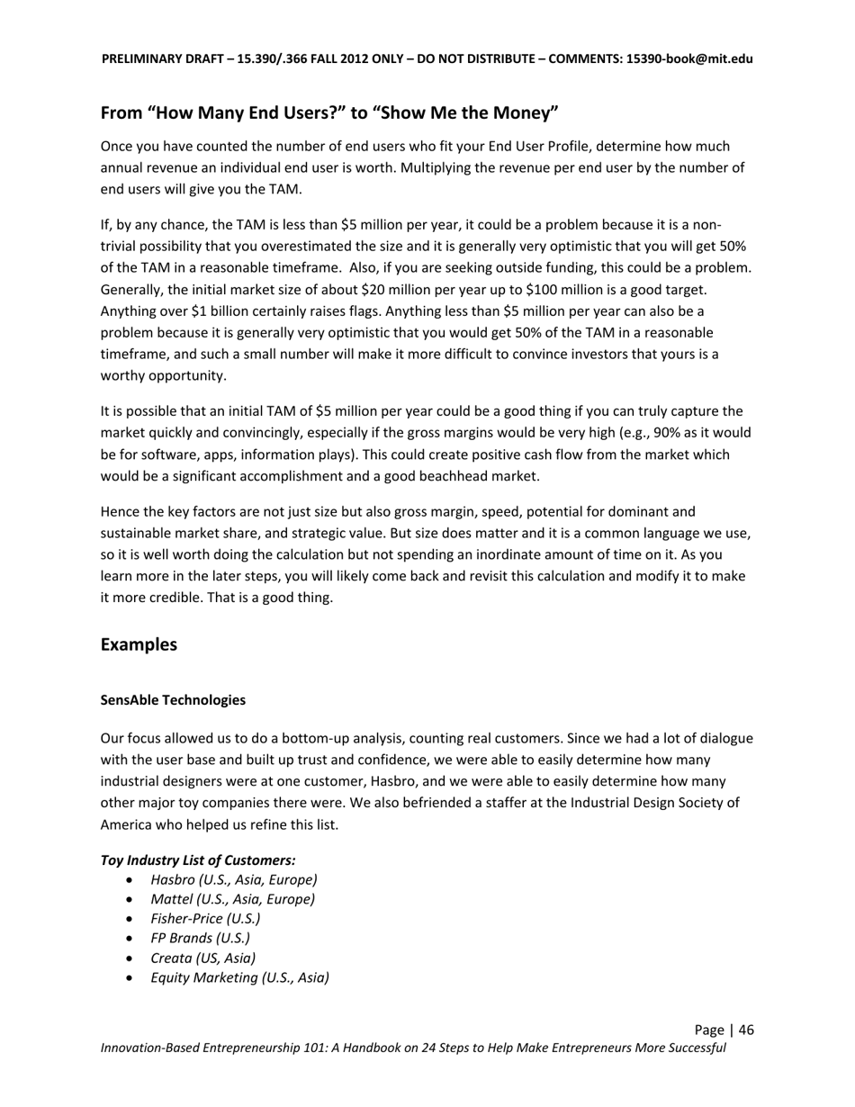 Step 4: Calculate the Total Addressable Market (Tam) Size for the Beachhead Market, Page 3