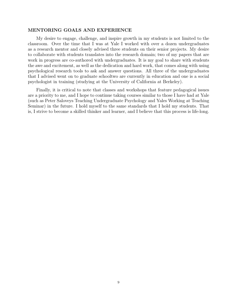 Sample Teaching Statements, Page 9