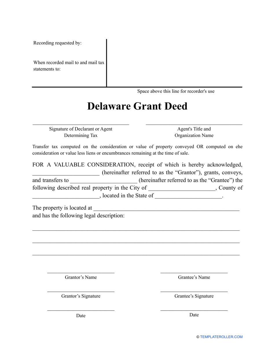 Grant Deed Form - Delaware, Page 1