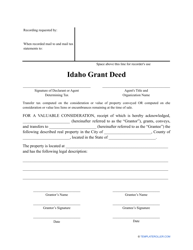 Grant Deed Form - Idaho