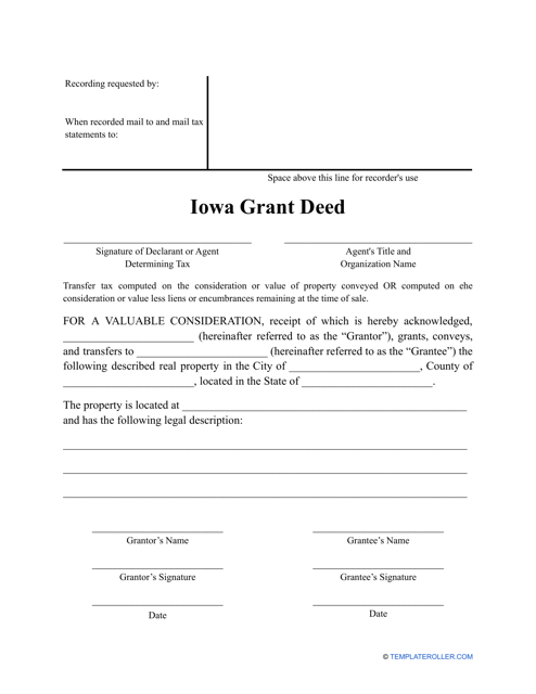 Grant Deed Form - Iowa