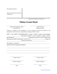 Grant Deed Form - Maine