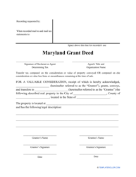 Grant Deed Form - Maryland