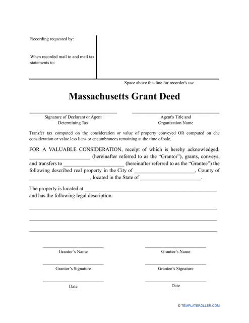 Grant Deed Form - Massachusetts