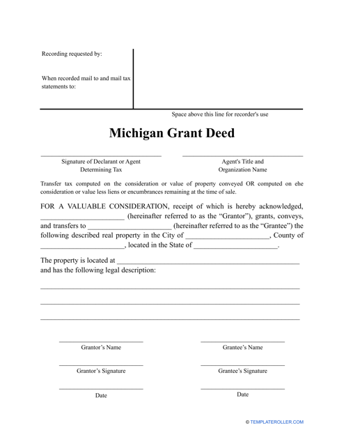 Grant Deed Form - Michigan