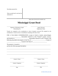 Grant Deed Form - Mississippi