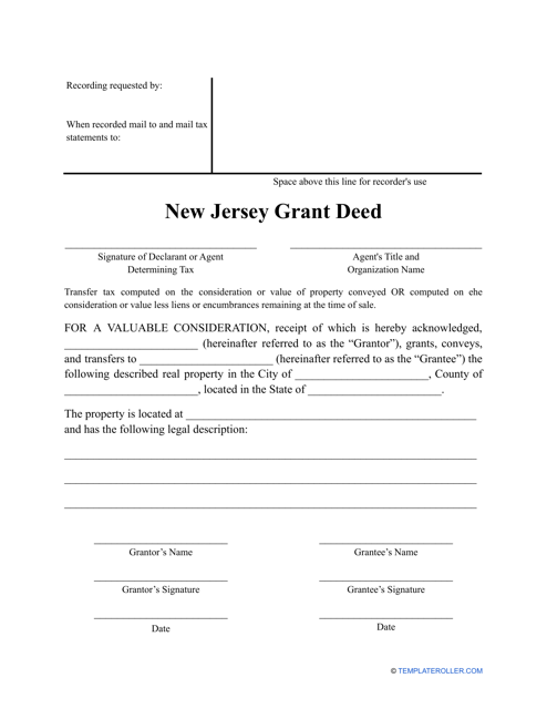 Grant Deed Form - New Jersey
