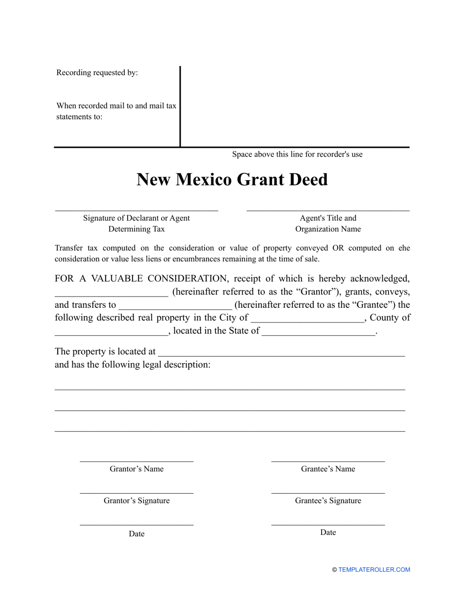 New Mexico Grant Deed Form Fill Out Sign Online And Download Pdf Templateroller 8387
