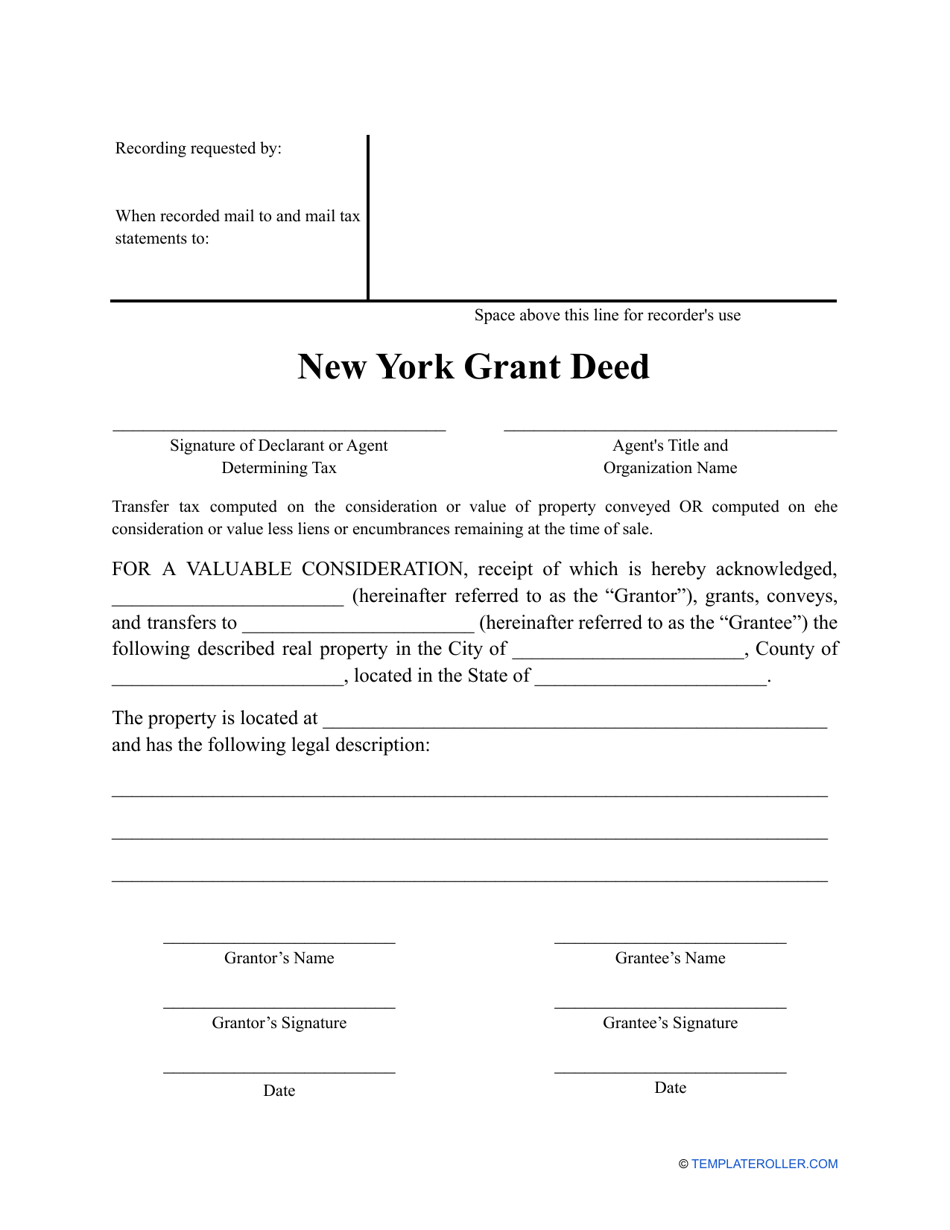 Grant Deed Form - New York, Page 1