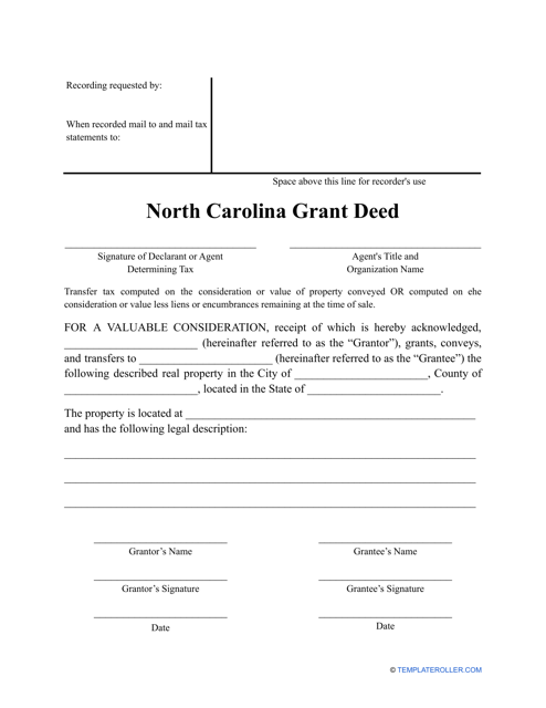 Grant Deed Form - North Carolina