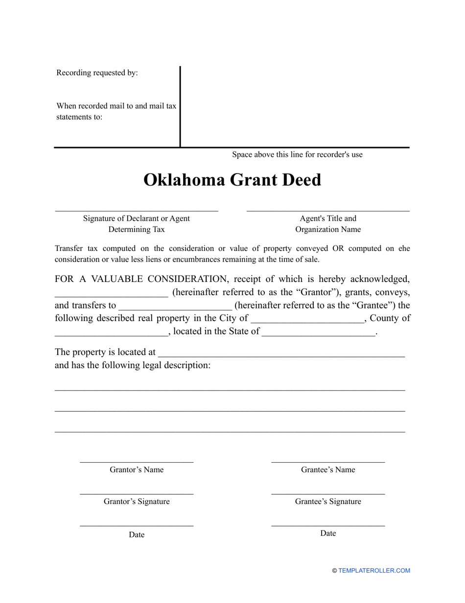 Grant Deed Form - Oklahoma, Page 1