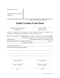 &quot;Grant Deed Form&quot; - South Carolina