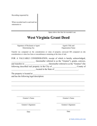 Document preview: Grant Deed Form - West Virginia