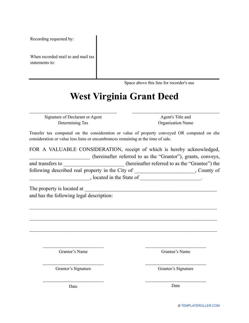Grant Deed Form - West Virginia, Page 1