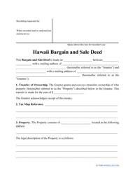 &quot;Bargain and Sale Deed Form&quot; - Hawaii