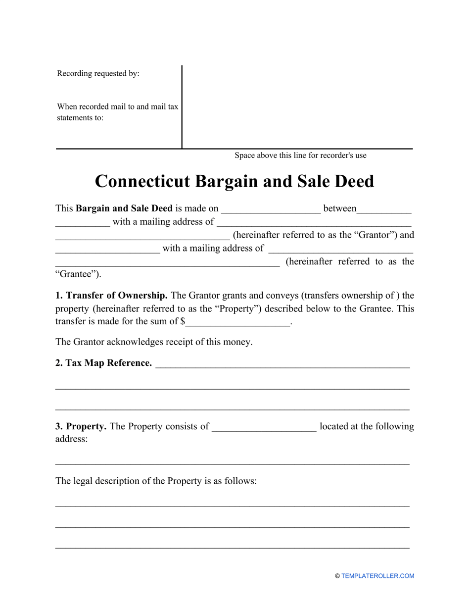 Bargain and Sale Deed Form - Connecticut, Page 1