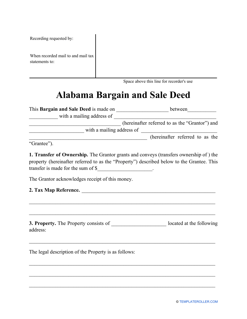 Bargain and Sale Deed Form - Alabama, Page 1