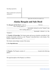 &quot;Bargain and Sale Deed Form&quot; - Alaska