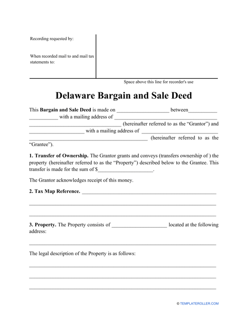 Bargain and Sale Deed Form - Delaware