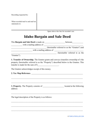 Bargain and Sale Deed Form - Idaho