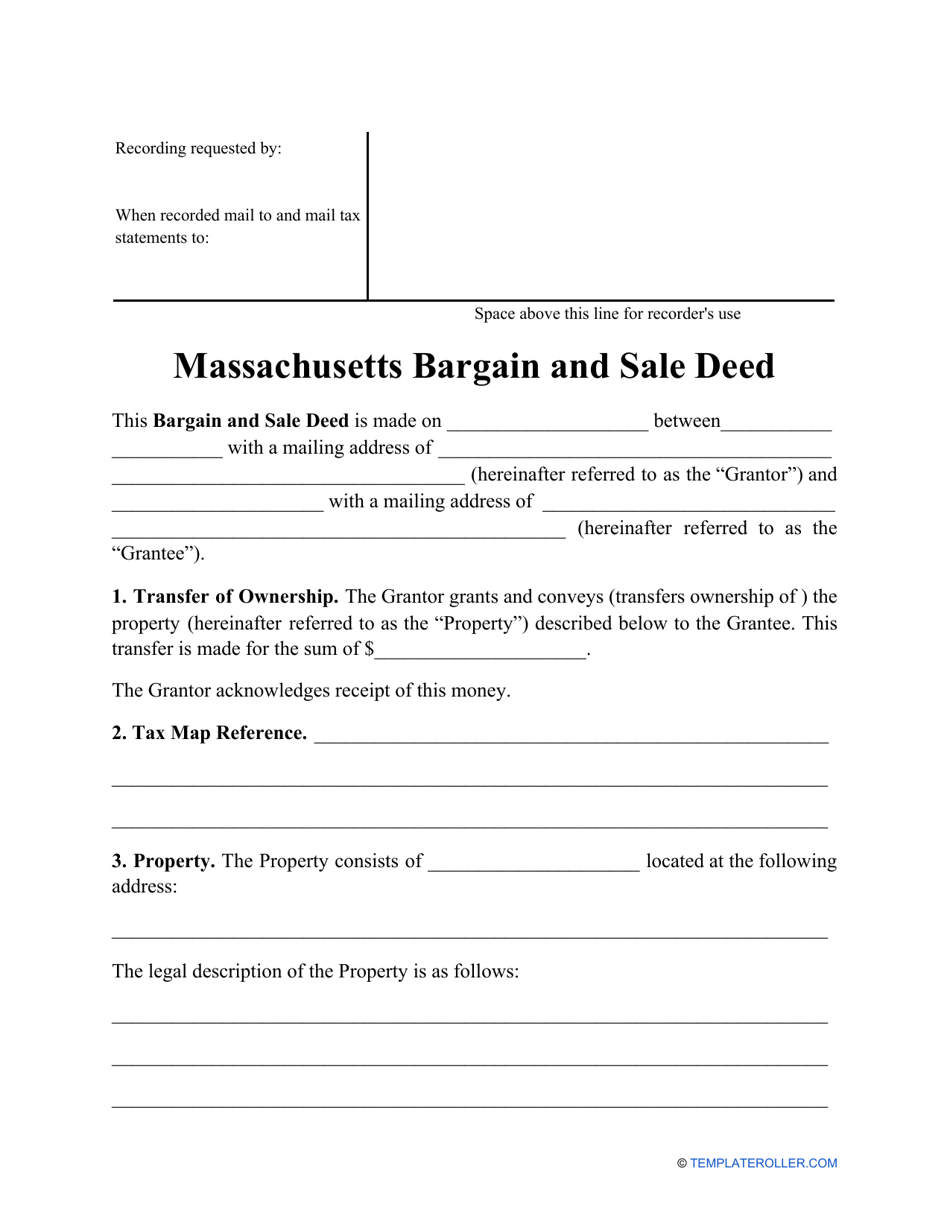 Bargain and Sale Deed Form - Massachusetts, Page 1