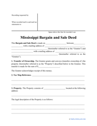 Bargain and Sale Deed Form - Mississippi
